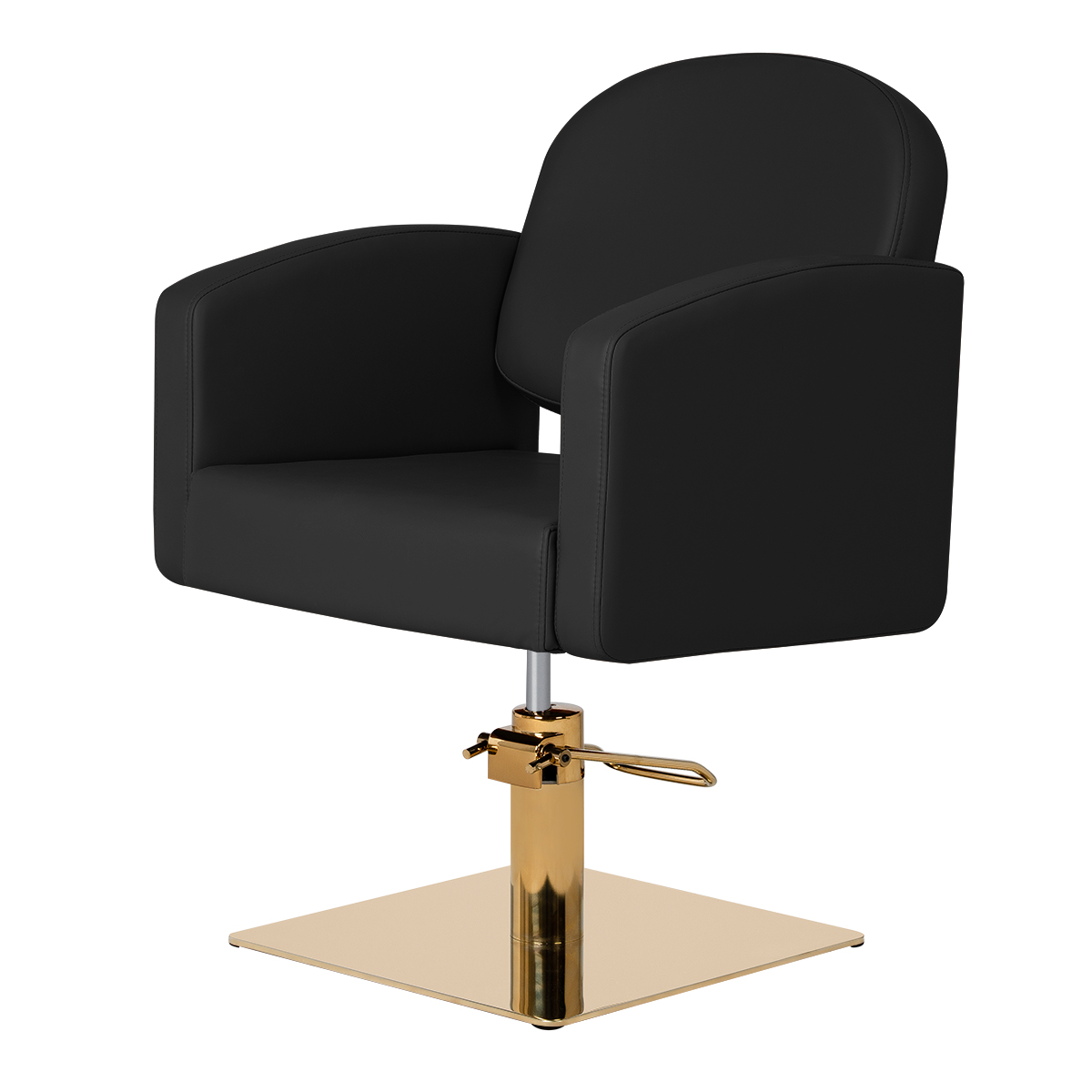 Парикмахерское кресло Тера, основание квадрат золото