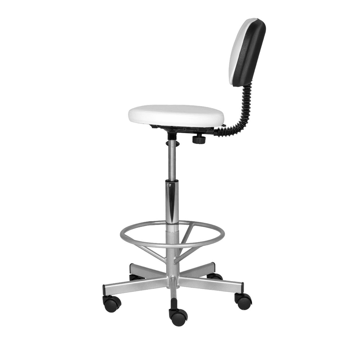 Стул мастера АСТЕК высокий хром с опорой для ног и спинкой